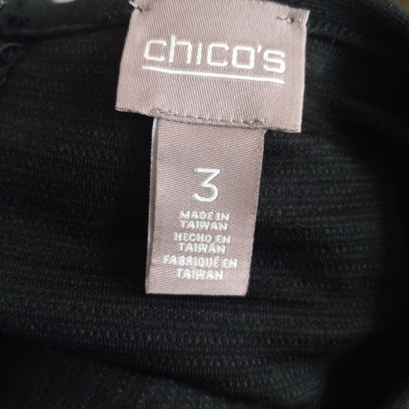 Chico's 3 (16) women's black sheath ribbed crewneck cap sleeve dress - Picture 8 of 12